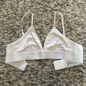 Aerie White Bra Ribbed Comfy No Padding Size Small